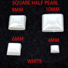 Квадратная форма полужемчуг 4 мм 6 мм 8 мм 10 мм на выбор белый цвет квадратный искусственный жемчуг с плоским основанием жемчуг отлично подходит для Diy работы