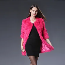 Free Shipping Genuine Rabbit Fur font b Coat b font long natural rabbit fur font b