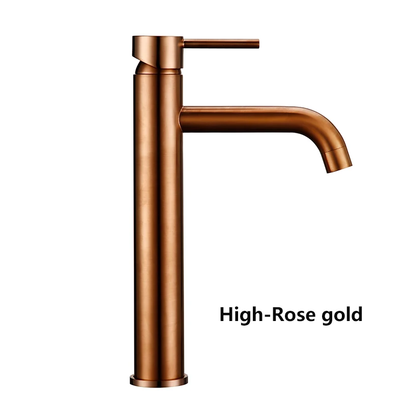 High-Rose Gold Smesiteli Смесители для ванной комнаты, акция, кран Круглый матовый черный золотой розовый белый смеситель для ванной комнаты, маленький кран для раковины - Цвет: High-Rose Gold
