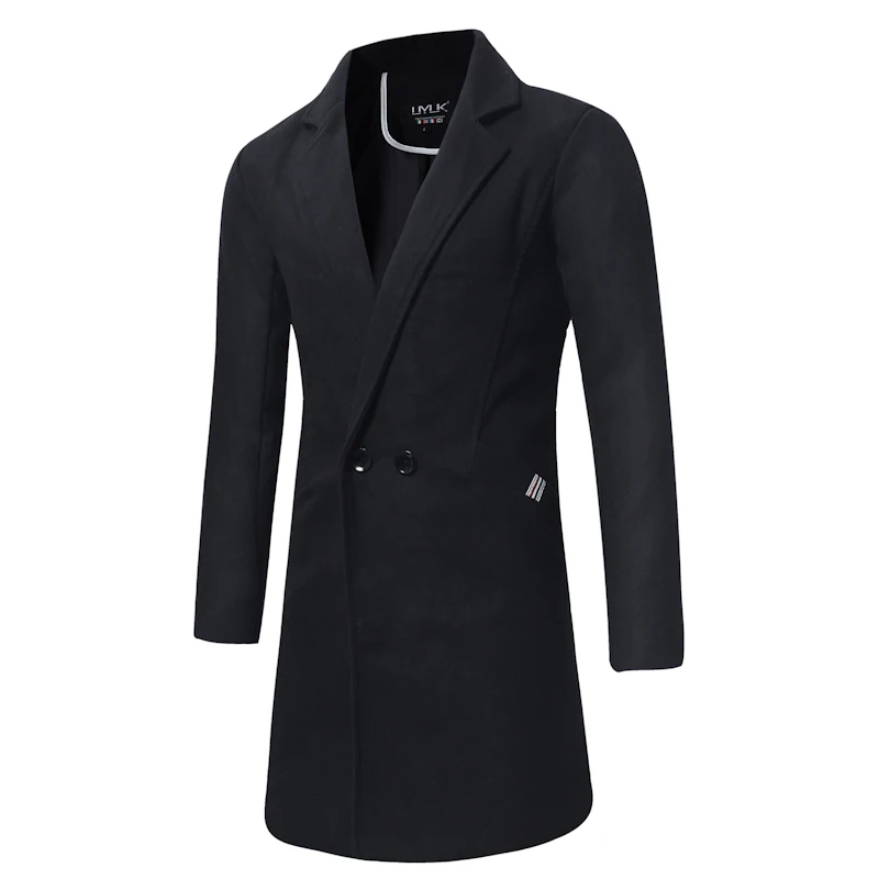 Fall Winter Pure Color Mens Long Coats Large Size S M Xl 2xl 3xl