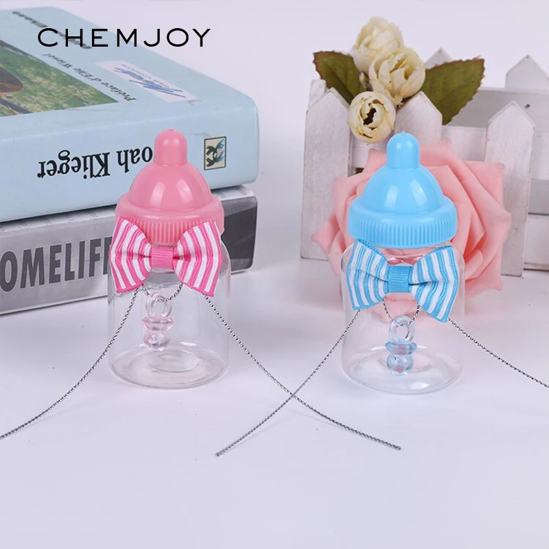 12 Pcs Baby Bottle Candy Boxes with Bowknot Mini Acrylic Baby Pacifiers
