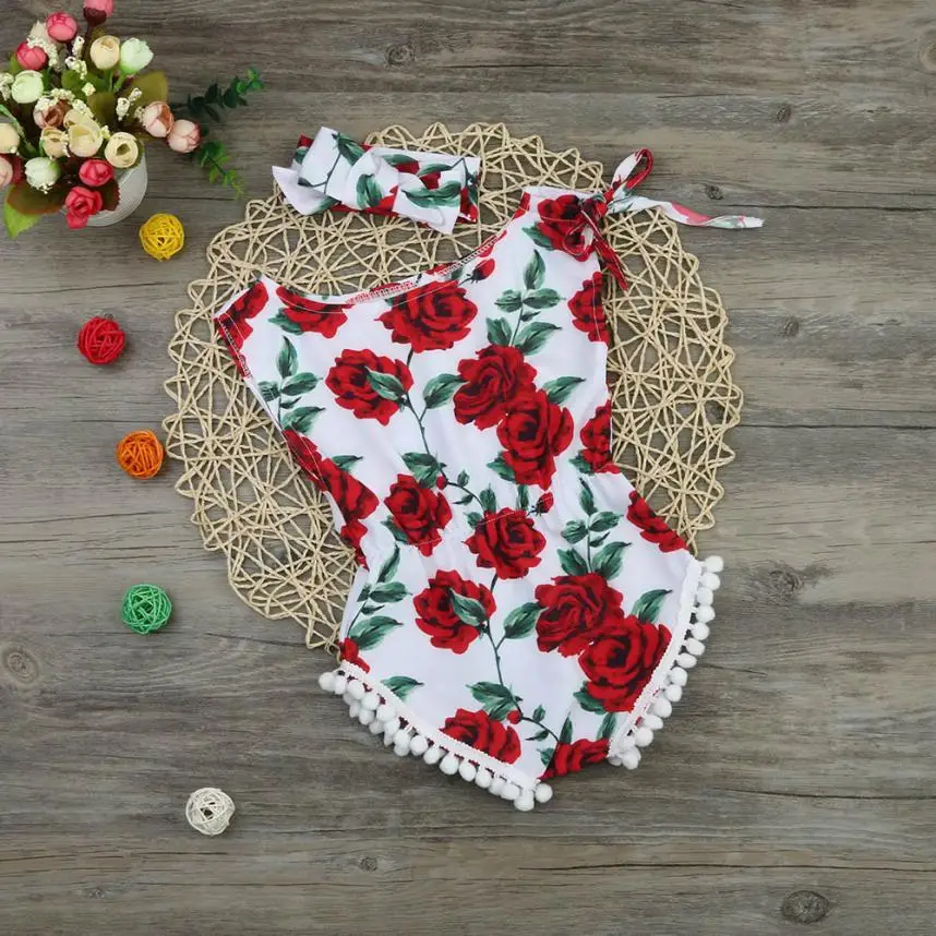 

Newborn Toddler Kid Baby Girl Print Romper Jumpsuit Sunsuit+Headband Clothes Set baby girls clothes new August 14