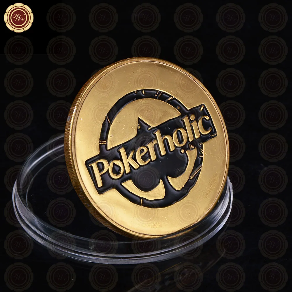 Pokerholic черный и золотой дизайн казино сувенирная монета высококачественные для