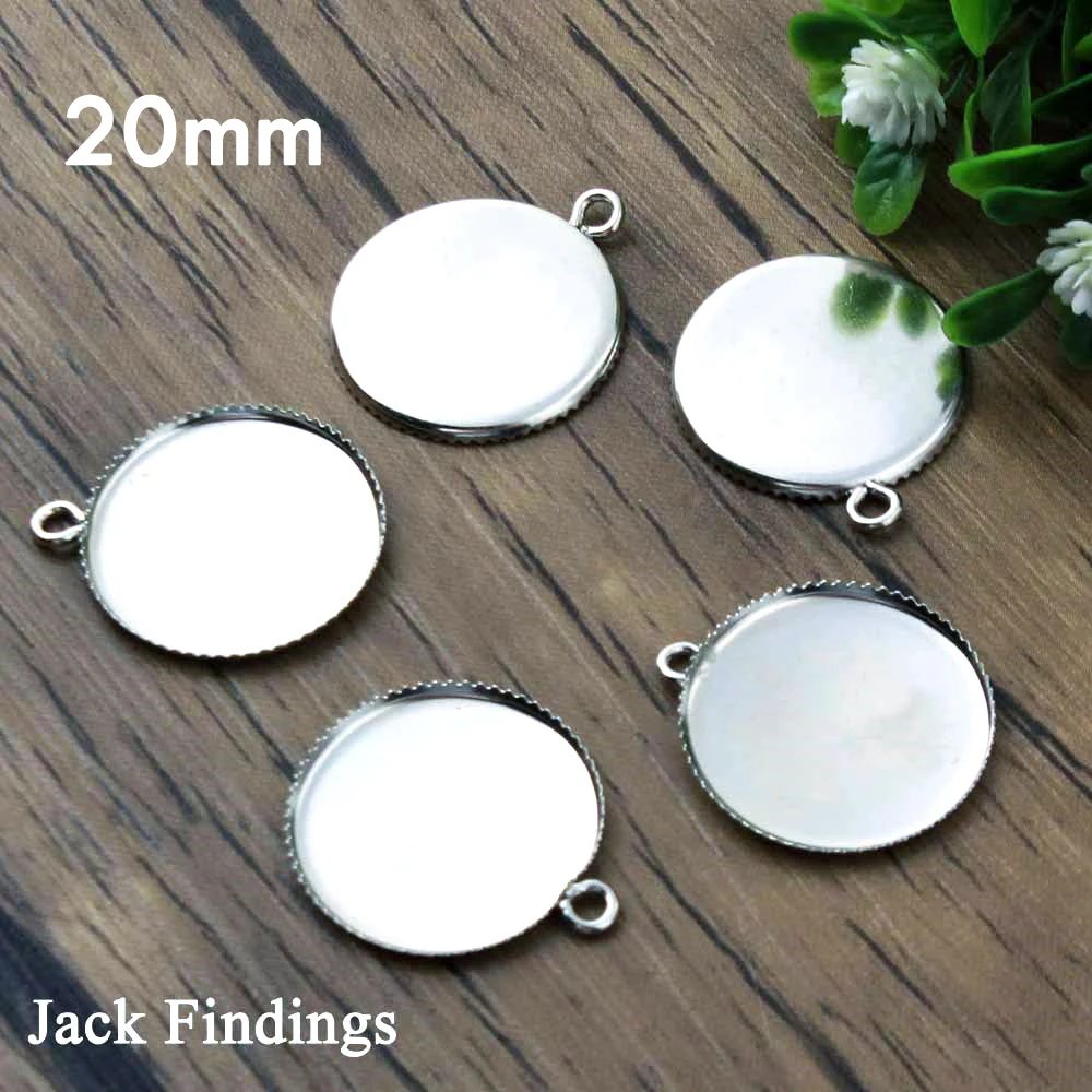 (Never Fade) 10pcs Fit 20mm Stainless Steel Cameo Settings Saw Cabochon