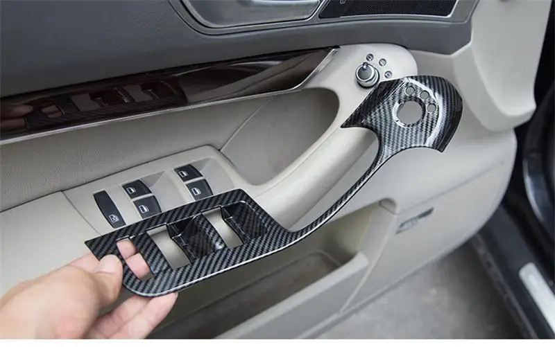 Автомобильный Стайлинг двери подлокотник панель Крышка отделка окна стекло кнопки подъема полосы рамка наклейка для Audi A6 c6 интерьер авто аксессуары