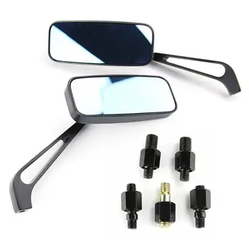 

Motorcycle Rectangular Rearview Mirrors For Honda Suzuki Kawasaki 10mm US