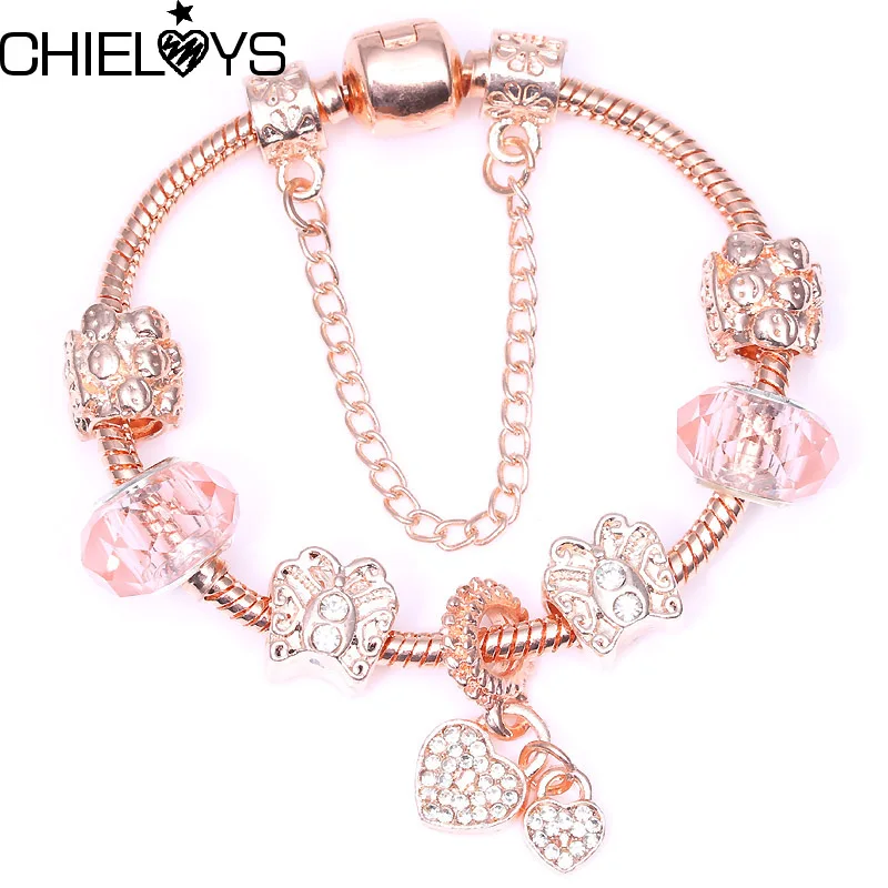 

CHIELOYS Original Charm Bracelet with Antique Silver Crystal Fine Glass Beads Bracelets&Bangles Jewelry Christmas Gift