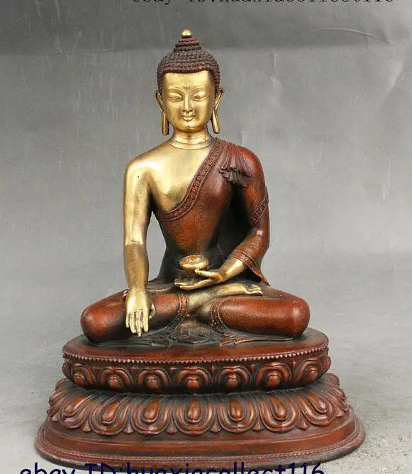 10 &quotТибет Буддизм Храм Бронза Gold Шакьямуни Татхагата Статуя|Статуи и скульптуры|