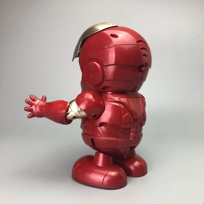 Можно танцевать Железный человек с принтами "Marvel", "Мстители", фигуркы игрушки светодиодная вспышка светильник с светильник звук музыки робот герой Железный человек и электронные игрушки для детей