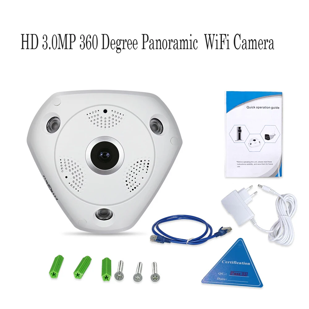 

HD 3.0MP WiFi Panoramic Camera 360 Degree e-PTZ Fisheye Network IP CCTV