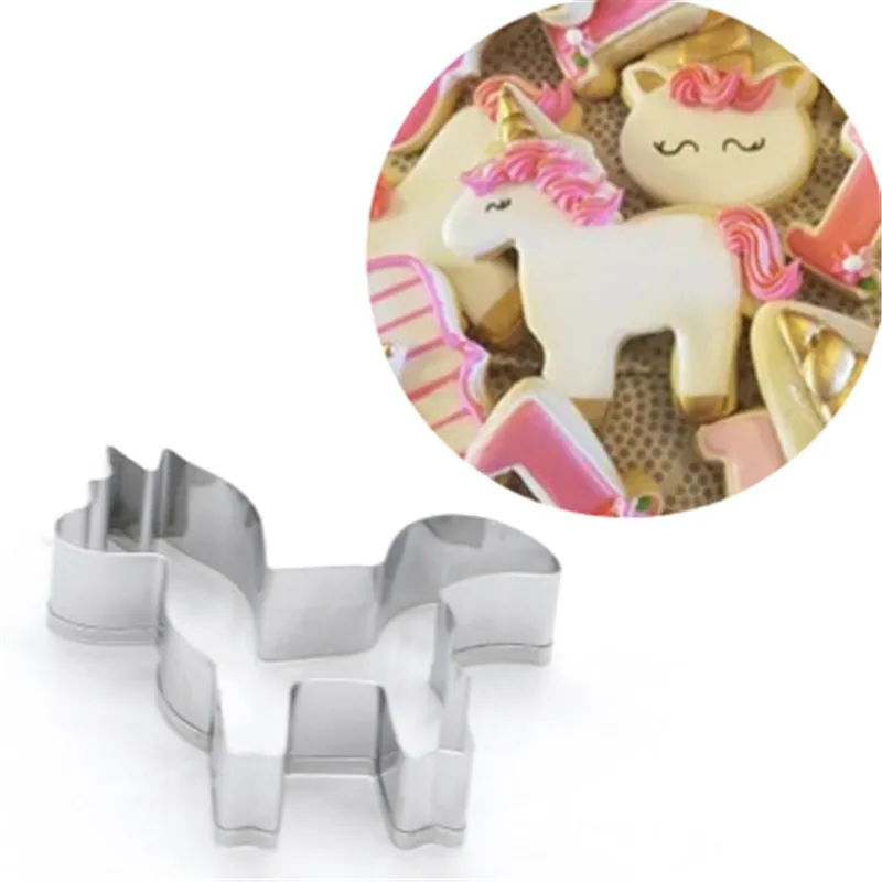 

Stainless Steel Cookie Cutter Unicorn Cookie Stamps Fondant Cake Decorating Mold Pastry Biscuit Baking Cutter Pancake Mould