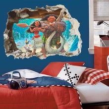 Efekt 3d Moana przez naklejki ścienne dla dzieci pokój film animowany vaiana naklejki ścienne pcv Moana Maui plakat diy ściana papieru