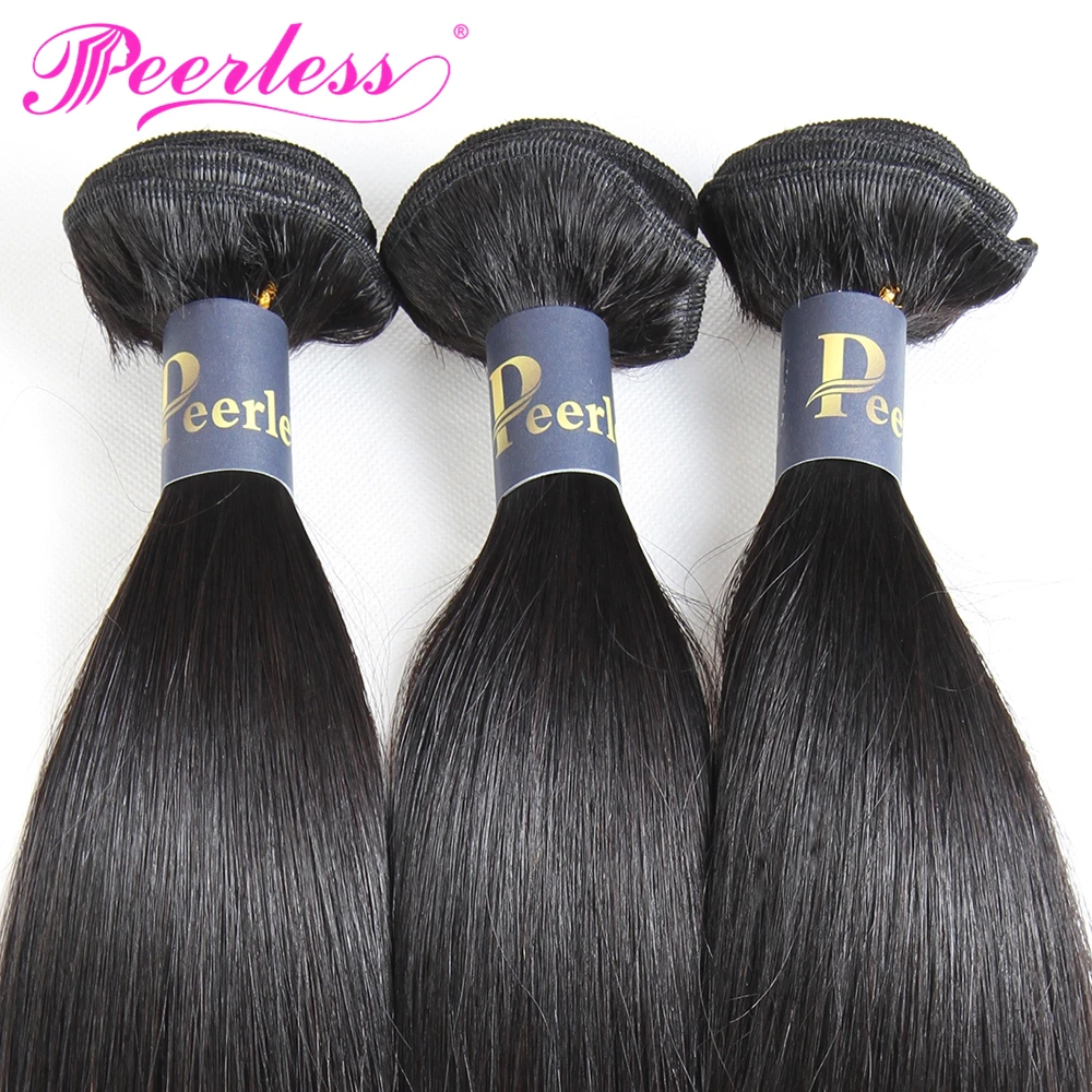 PEERLESS волосы бразильские remy прямые пучки с фронтальной 13*4 швейцарские кружева 100%