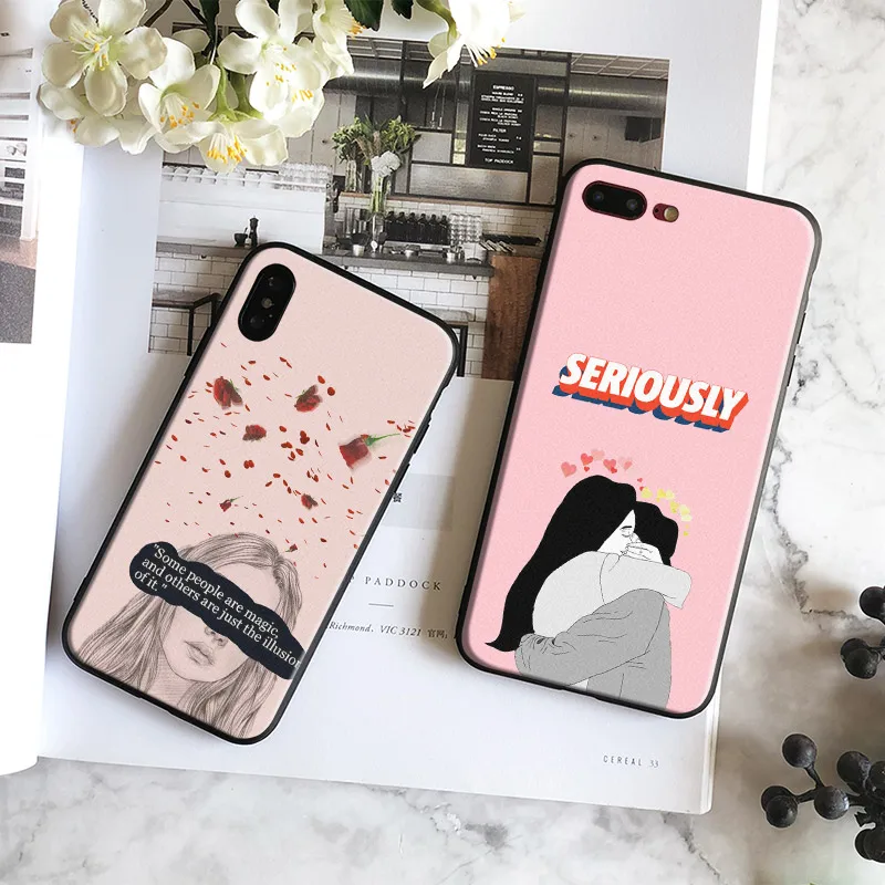 Aesthetics girl Art Quotes Words Coque Soft Silicone Phone Case Cover ...