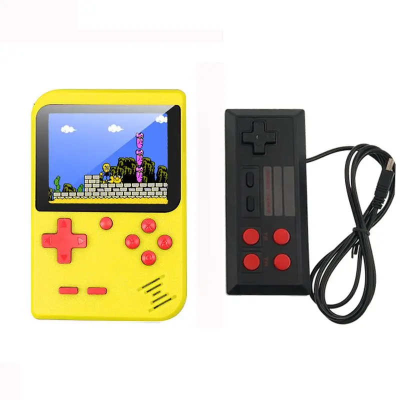 Игровая консоль Ретро мин портативная игровая консоль 8 бит 3,0 дюймов цветной ЖК-дисплей детский игровой плеер встроенный 400 игр - Цвет: Yellow with Gamepad