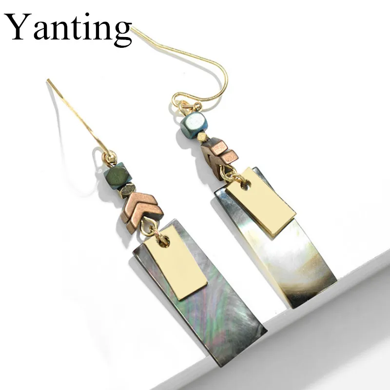 

Yanting shell style vintage earrings for women gallstone stone earrings ethnic jewelry party geometry earring brincos 0114