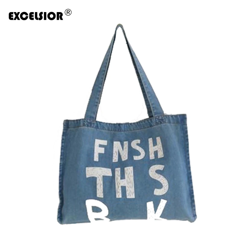 EXCELSIOR Summer Women Denim Shopping Bag Female Big Single Shoulder