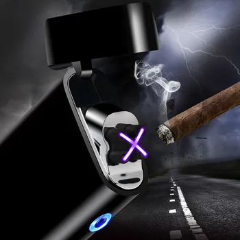 

New Metal Windproof Electronic Usb Charging Cigarettes Lighter Double Arc Plasma Pulse Personality LED Power Display Lighters