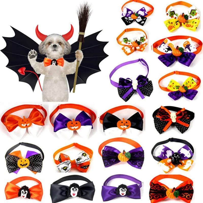 

1 Pcs Dog Bow Ties Halloween Christmas Holiday Cute Neckties Collar Pet Puppy Dog Cat Ties Accessories Grooming Supplies