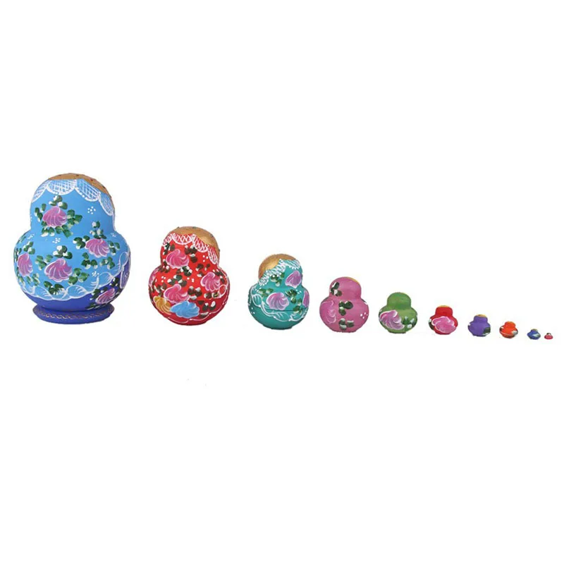 

10pcs/ Set Russian Matryoshka Wishing Dolls Nesting Wooden Hand Printed Home Decor Craft Doll Kids Gifts MU