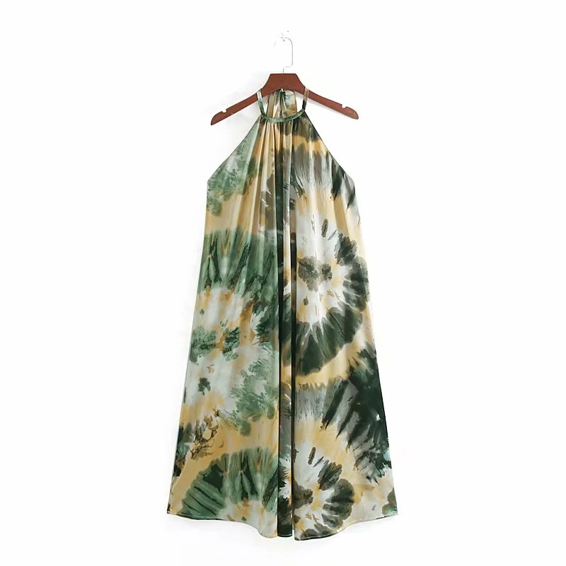 Women's Clothing Dress 2019 Elastic Satin Wild Slim Printed Halter Dress Ms Summer Street Slim Fit Stylish Temperament Clothing