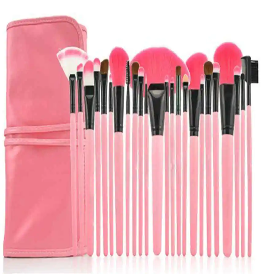 Pro 24Pcs Pouch Bag Case Superior Soft Cosmetic Makeup Brush Set Kit
