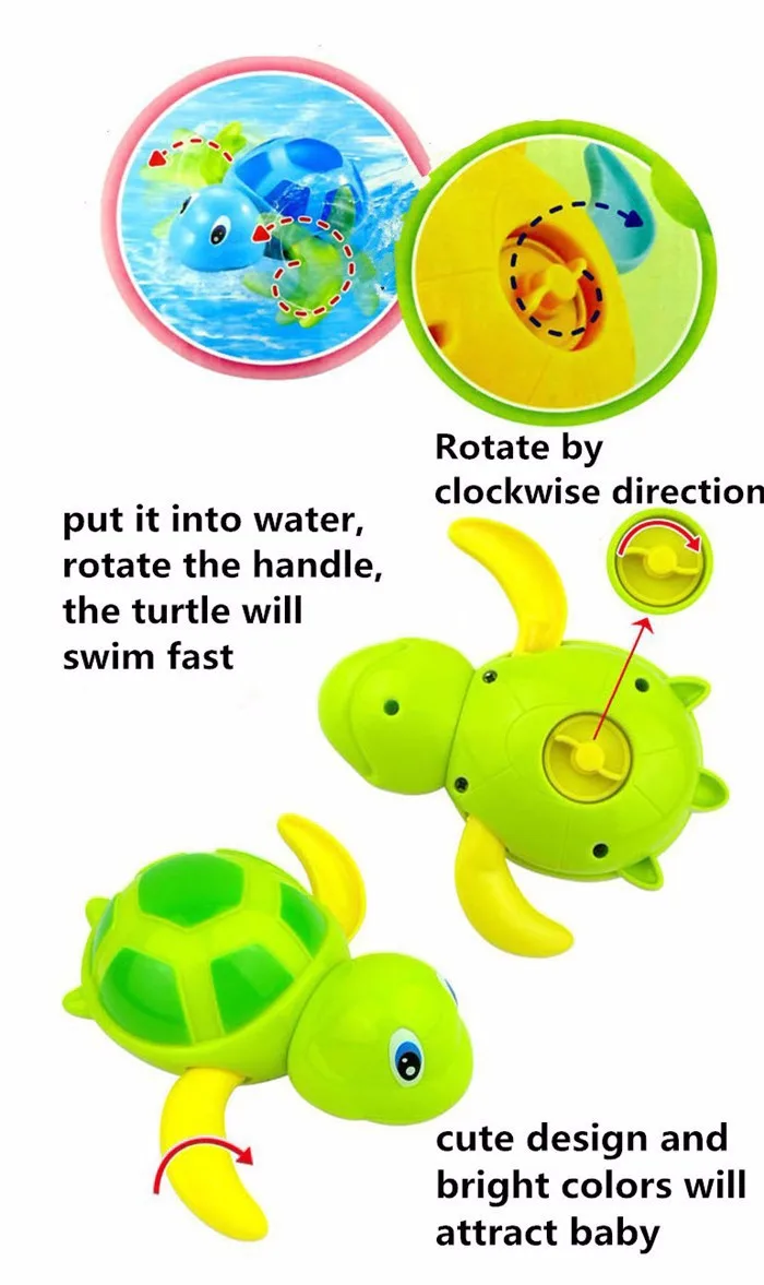 Эфирные случайные цвета новорожденные младенцы плавать черепаха раненный цепь маленькие животные Ванна для маленьких детей Классические игрушки 623#10