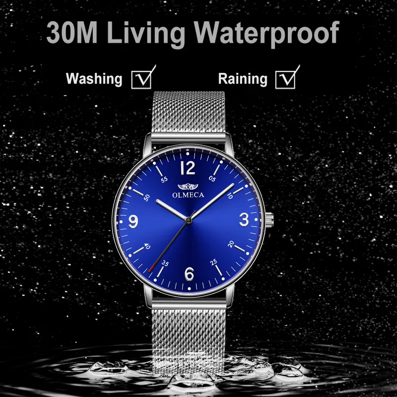 

Fashion Luxury Watches Men Reloj Hombre Ultra Thin Mesh Belt Quartz Wrist watch Fashion Waterproof Relogio Masculino date clock