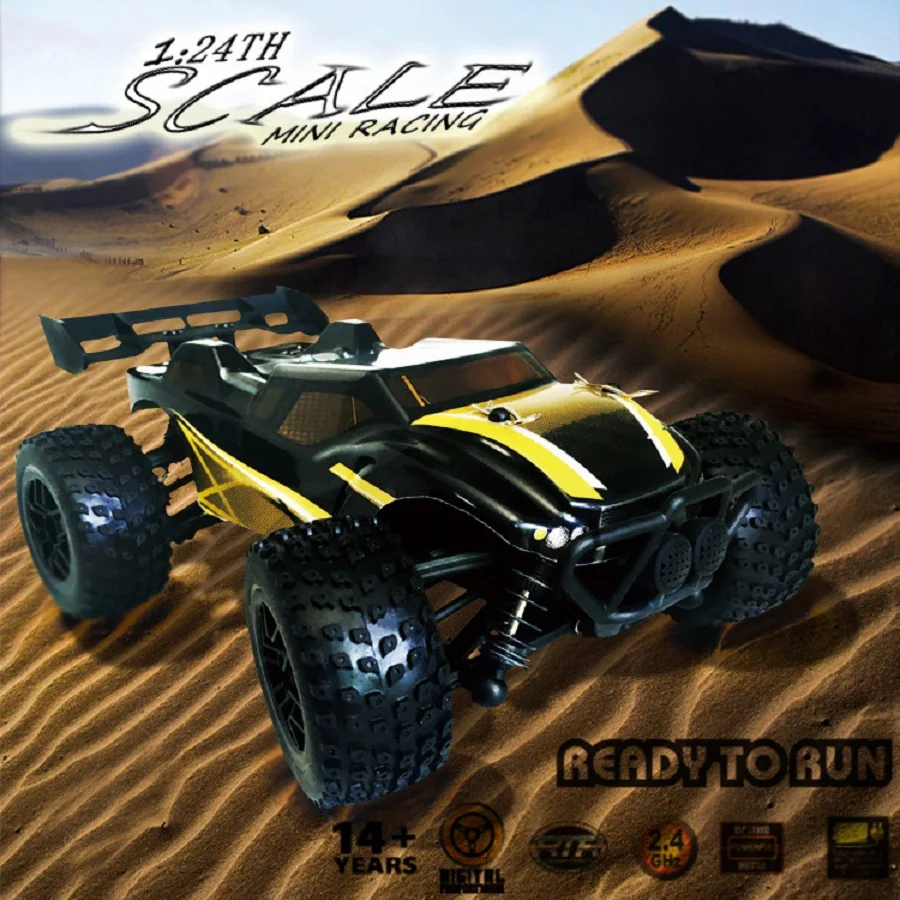 

RC Racing Car 2CH 2.4GHz 1:24 full proportional radio control system 4 wheel drive 4WD independent suspension system Speed 26Km