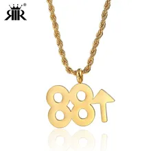 RIR хип-хоп богатый Brian 88 повышающийся Кулон Серебро Золото Нержавеющая сталь звено цепи двойное 8 цифровое ожерелье для женщин мужчин ювелирные изделия