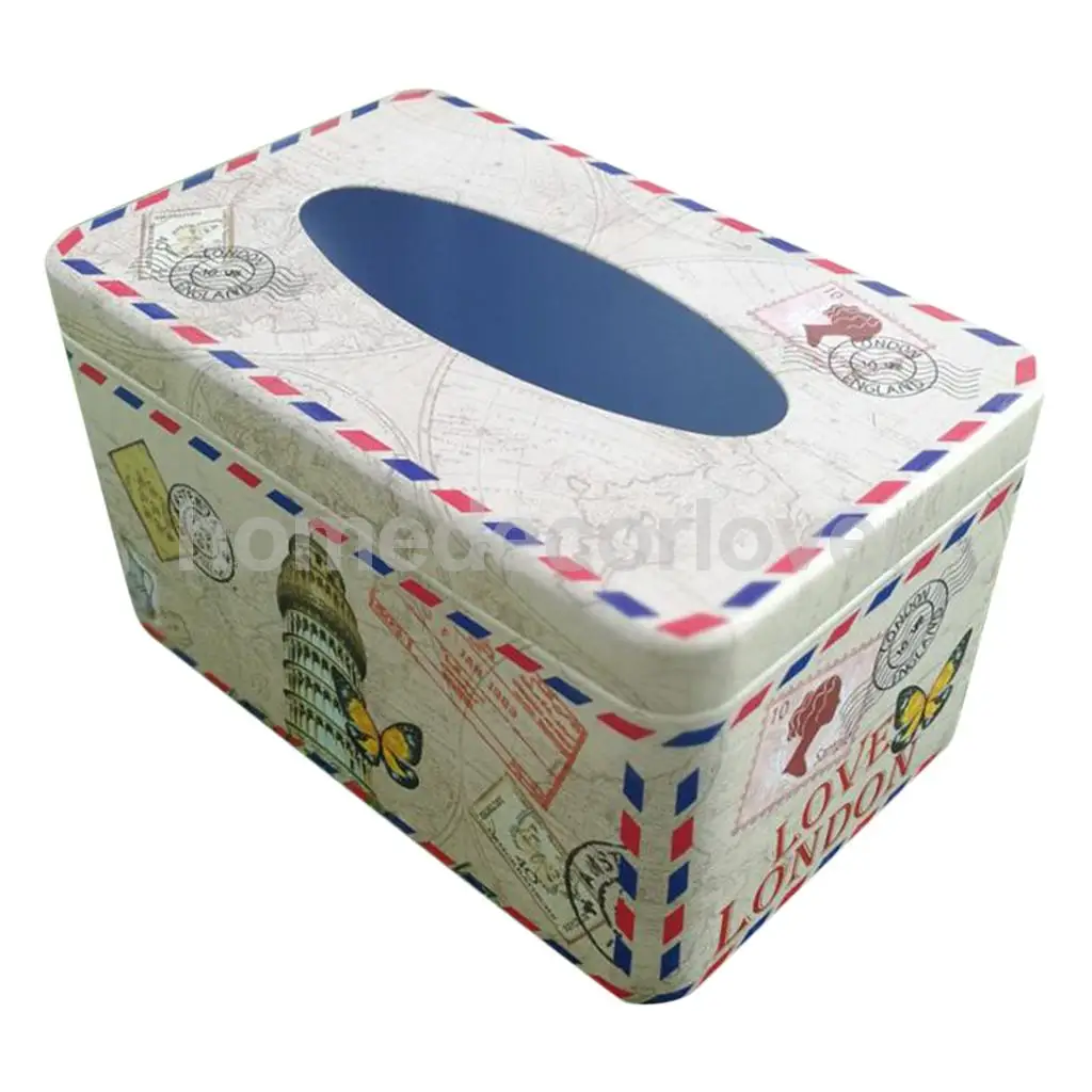 Tissue Box Cover Napkin Holder Car Paper Storage Container Tin Case Kitchen