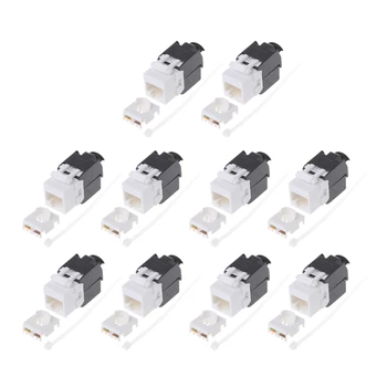

10 PCS Gigabit RJ45 CAT6 Keystone Jacks Modules Adapter Plug Tool-free Connection Cable adapter