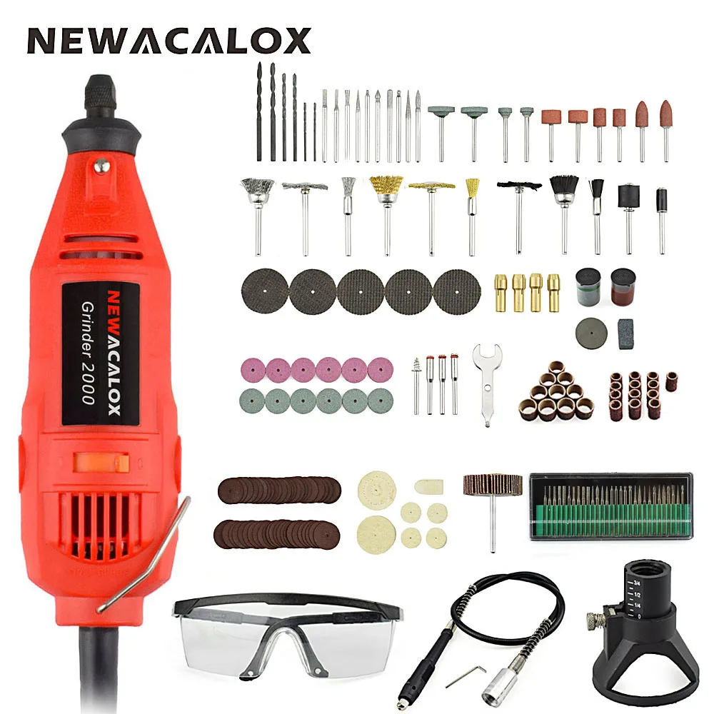 NEWACALOX EU 130W Electric Drill Carving Machine Variable Speed Dremel Rotary Tool Mini Grinder Tool Set for Milling Polishing haoli wireless portable electric mini drill carving polishing grinding drilling tool variable speed liuthium battery rotary tool