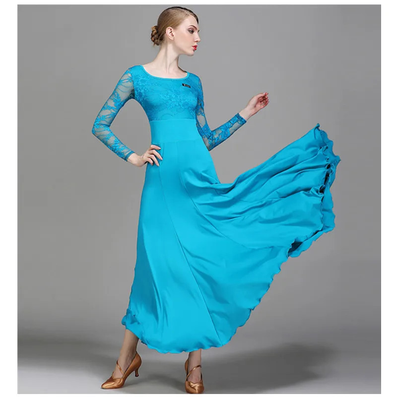 Lady Modern Dance Dress Long Sleeve National Standard Dance Suit Long