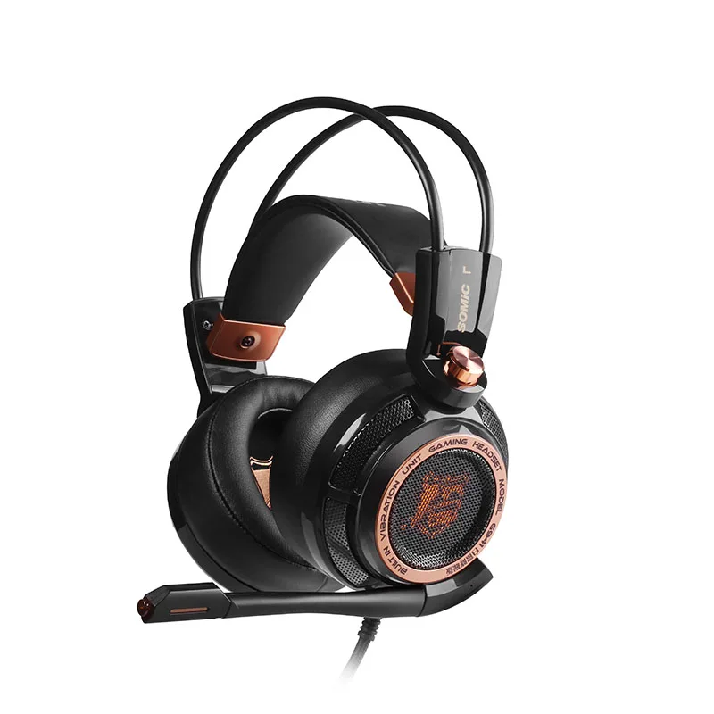 

OKCSC Physical Noise Reduction Gaming Headphone USB Plug With Mic Volume Control Vibration Earphone Deep for Computer Play Games