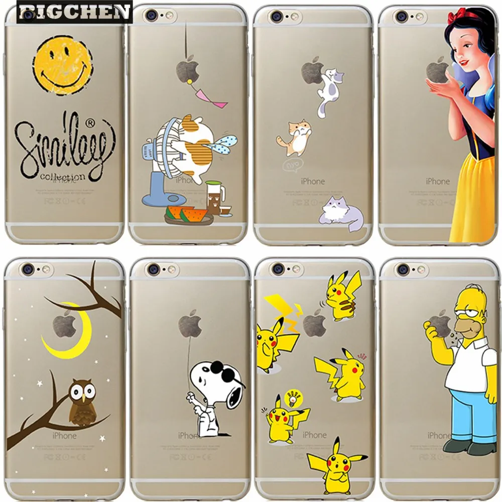 

New arrive 24 stylel For Apple iphone 6 6s case Transparent Snow White TinkerBell Hand grasp the logo cell phone Cases Coque