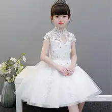 Высокое Качество Белое Кружевное детское платье для свадебных торжеств шарик Платье для девочек с цветочным узором на свадьбу вечерние бальное платье для выпускного вечера для девочек принцесса вечернее платье