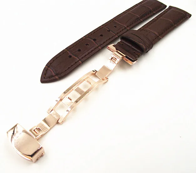 Ремешок для часов из натуральной кожи 18 мм 10 шт./партия|rose gold buckle|leather watch bandgenuine