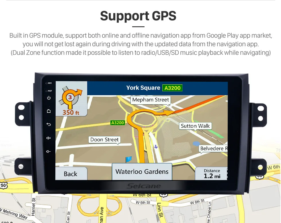 Seicane " 2Din Android 8,1 автомобильный радиоприемник для Suzuki SX4 2006-2011 2012 gps навигация мультимедийный плеер Поддержка DVR AUX Wifi-OBDII