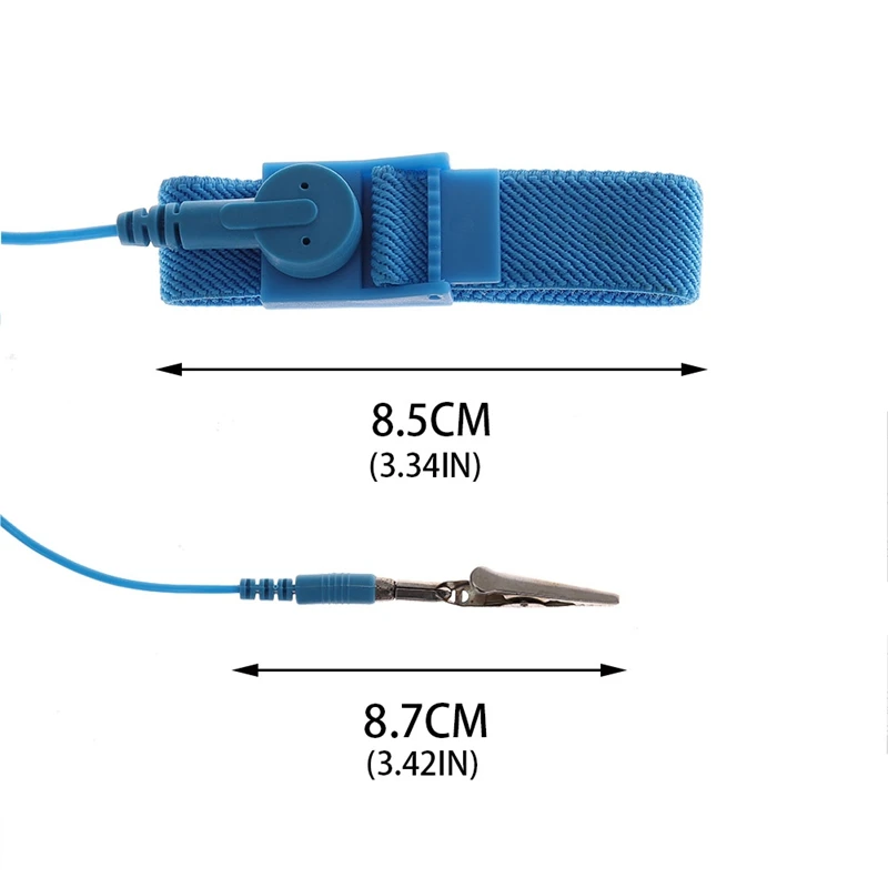 Синий Регулируемый Антистатический браслет электростатический ESD discharge кабель многоразовый ремешок на запястье ремешок с заземлением провода