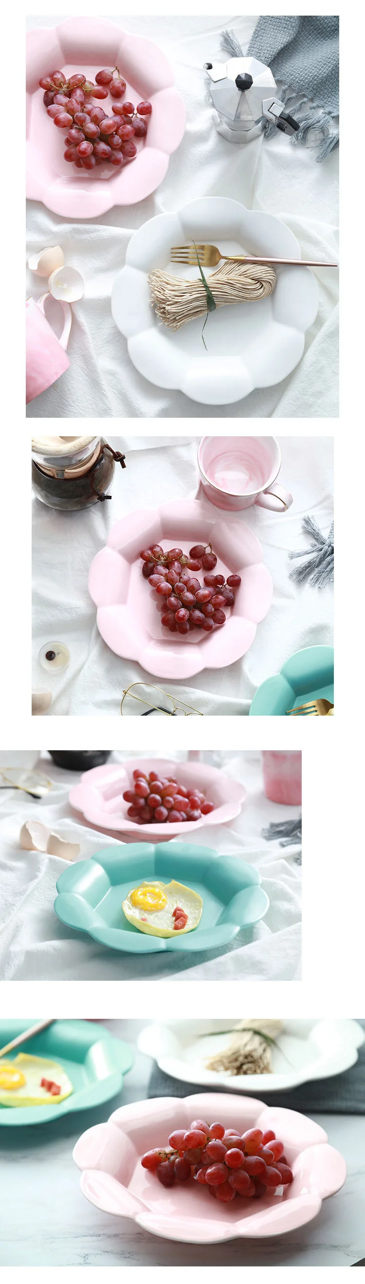 1Pce матовая керамика в форме цветка десертные тарелки креативные фото реквизит торт фруктовое Блюдо Поднос для завтрака кухонная посуда