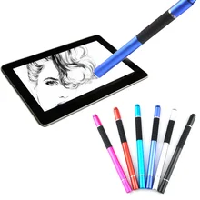 100 шт. 2 в 1 Mutilfuction Изысканные Точка круглый тонкий кончик Сенсорный экран Pen емкостный стилус для iPad iPhone всех мобильных телефоны Tablet
