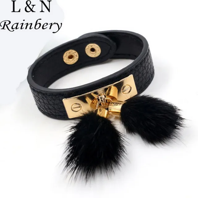 Rainbery Women Men Jewelry Multicolor Pu Leather Cuff Bracelets Rainbery Women Men Jewelry Multicolor Pu Leather Cuff Bracelets Rabbit Fur Decoration S Boho Bracelet Wristband