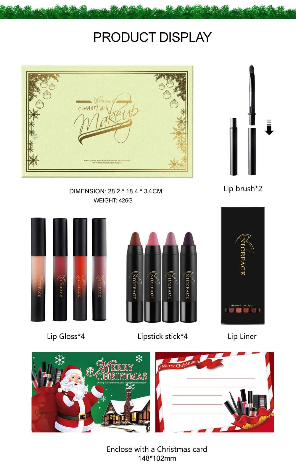 NICEFACE Matte Lipstick Set Sexy Red 22 Pcs Liquid Lipgloss Waterproof Lip Stick Kit Matte Long Lasting Brand Make Up (7)