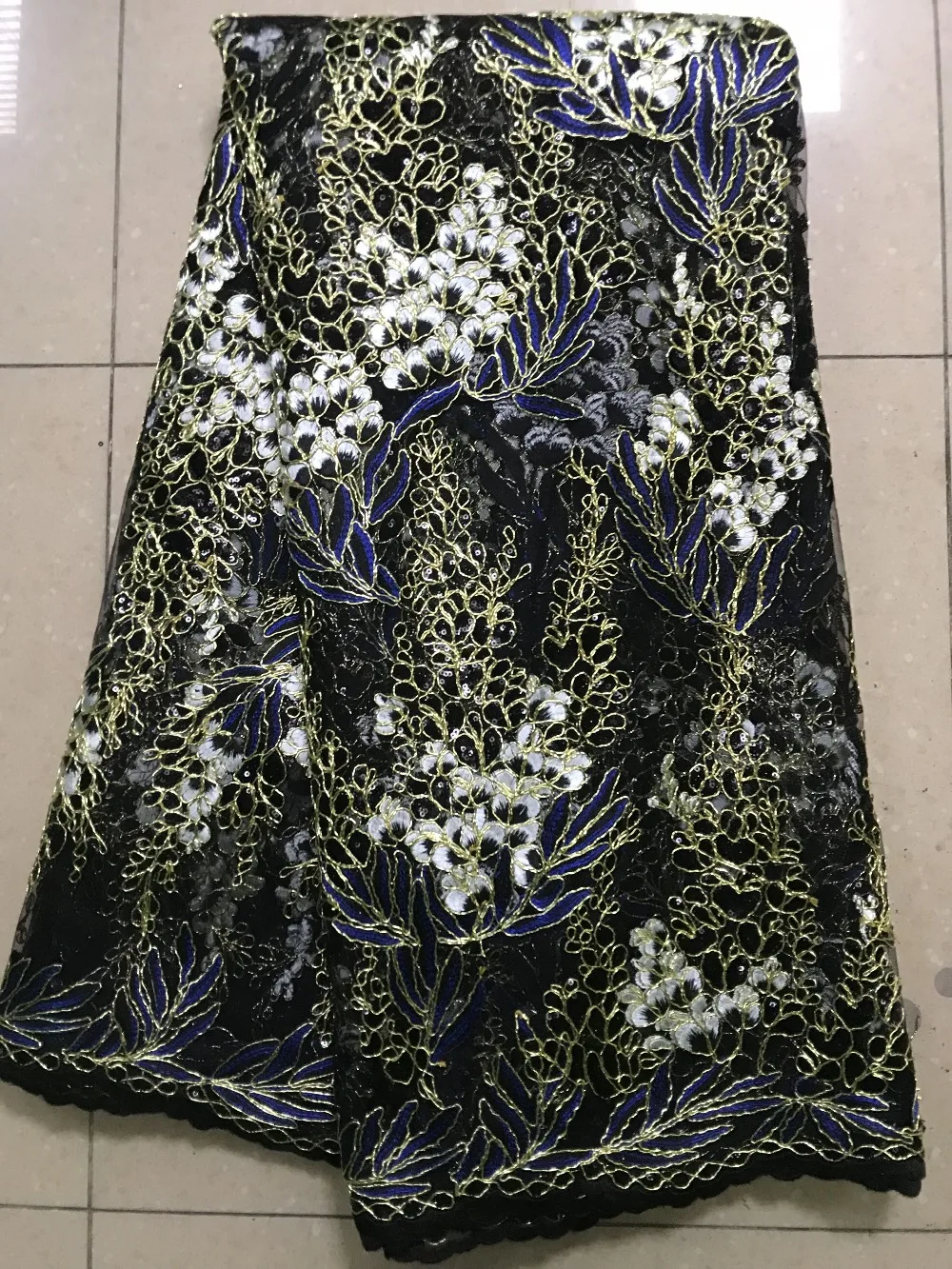 

2019 New style French tulle lace fabric High Quality African sequins Lace Fabric 5Yards