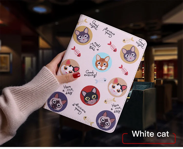 

Tablet Protective Case For apple ipad pro11 inch Flip smart stand cover pu leather Cute cat Cartoon illustration Case
