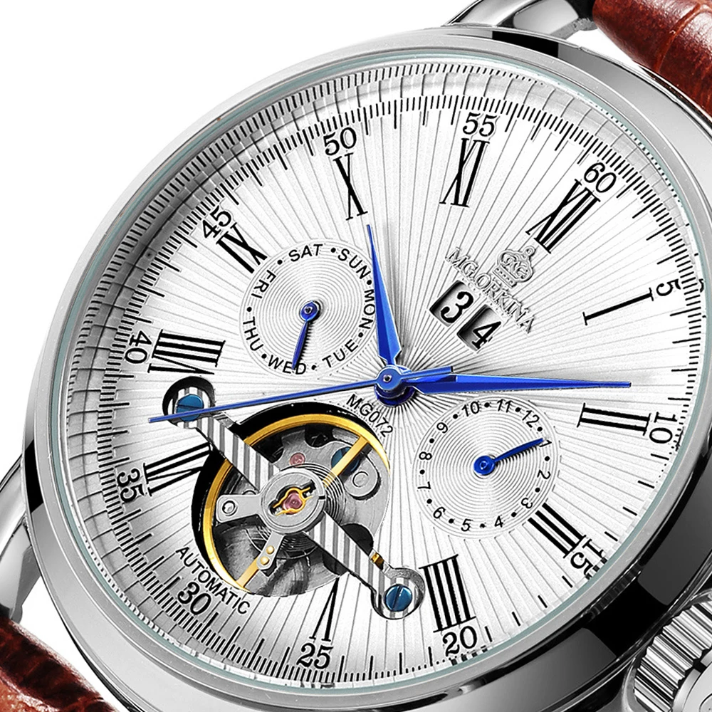 silver white brown automatic watch men-3