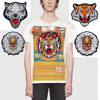 

1Pcs Cool Tiger Flowers Eagle Wolf Tiger Head Sew on Embroidery Applique Patches for Clothes T-shirt DIY Apparel Accessories