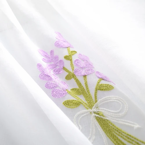 Прованс лаванда Цветочные вышитые шторы для гостиной для спальни занавески для детской комнаты принцесса оконные шторы Treatme - Цвет: White tulle