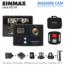 SINMAX Max4000 remote Ultra HD 4k wifi action camera 30fps WiFi 1080P 60fps 2.0 LCD 170D sports go camera pro waterproof